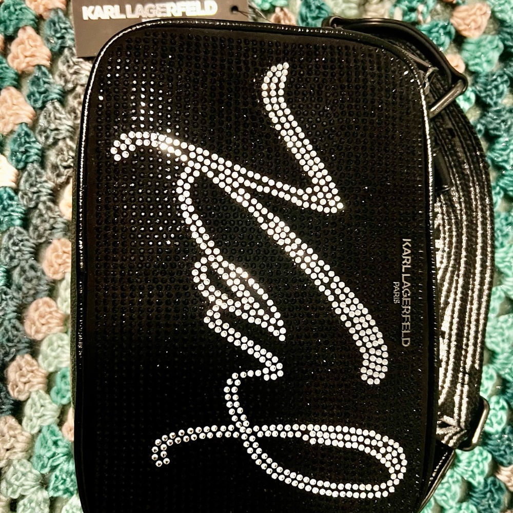 Karl Lagerfeld Black Sequin Signature Bag